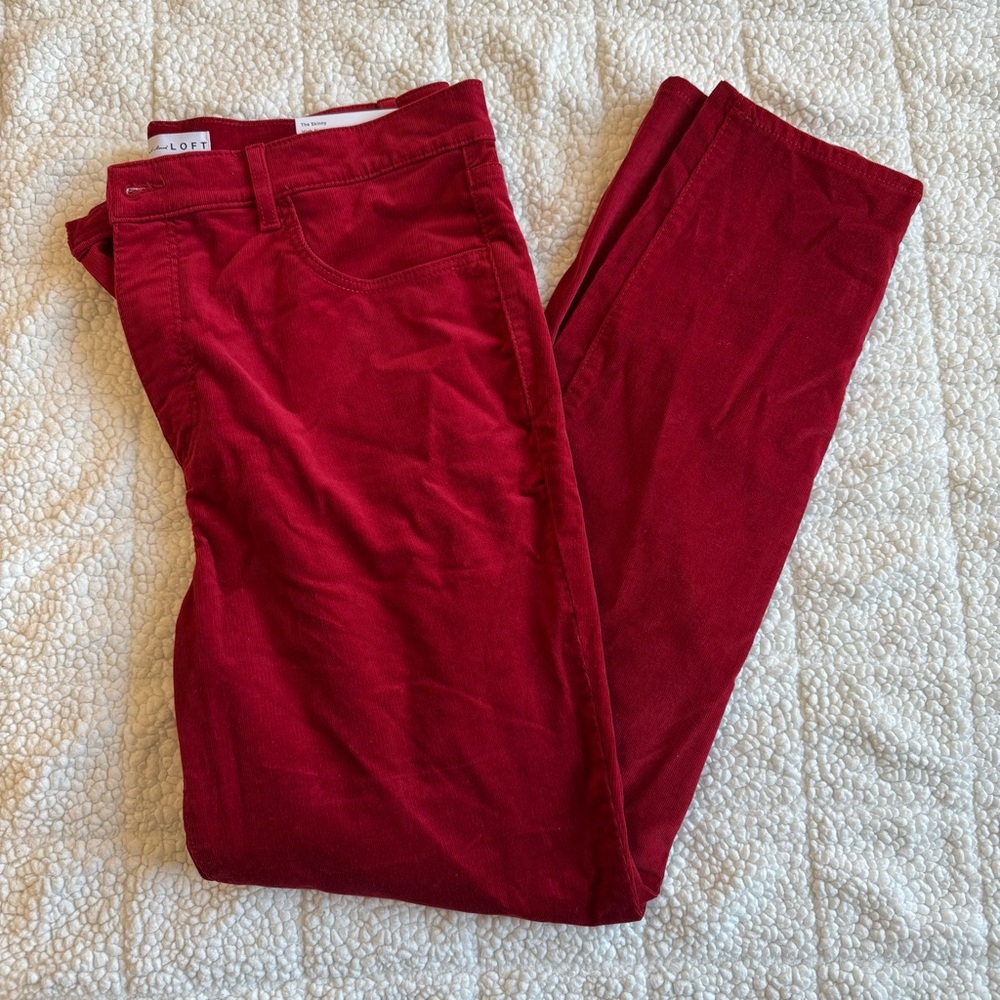 NWT Loft red corduroy pants
